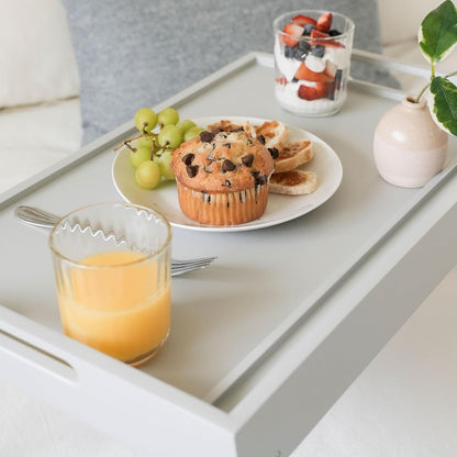 Wood Bed Tray, Lap Desk with Phone Holder - Fits up to 17.3 Inch Laptops and Most Tablets - Calming Gray - Style No. 78105